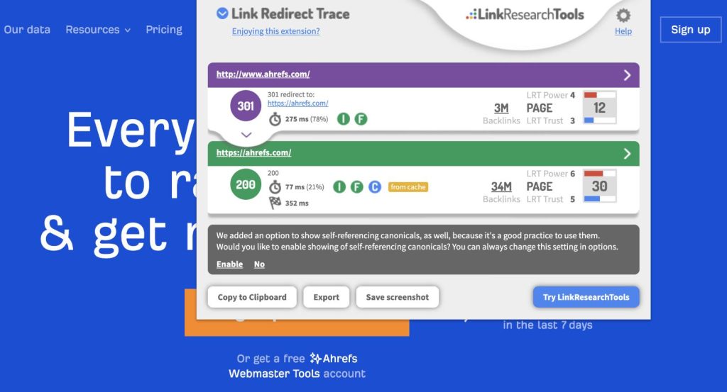 Link Redirect Trace là một tiện ích mở rộng giúp phân tích các liên kết và kiểm tra quá trình chuyển hướng
